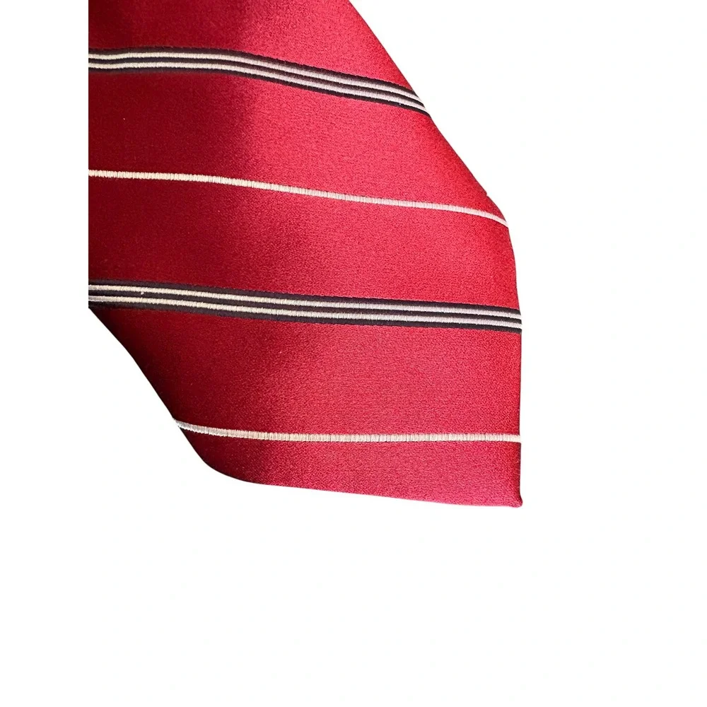 Stafford Essentials Red‎ Striped Silk Neck Tie Mens 60